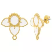 Pendientes corazones 20 mm con resina epoxi - Chapado en oro - Blanco x2