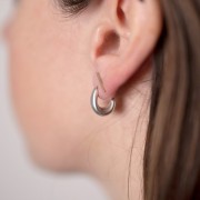 Pendientes aros 14x8 mm - Plateado Antiguo x2