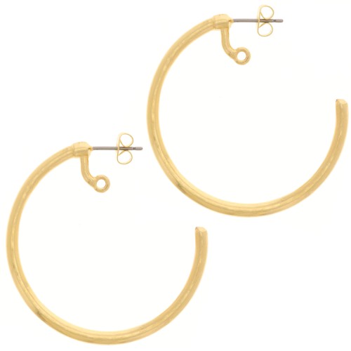 Pendientes de aro abierto de 42 mm con anilla - Dorado x2