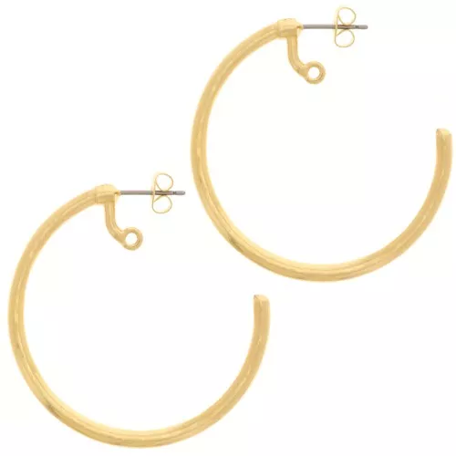 Pendientes de aro abierto de 42 mm con anilla - Dorado x2