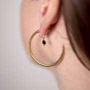 Pendientes de aro abierto de 42 mm con anilla - Dorado x2
