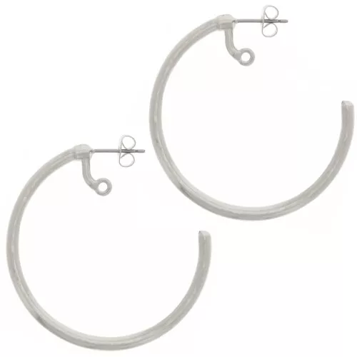 Pendientes de aro 42 mm con una anilla - Plateado antiguo x2