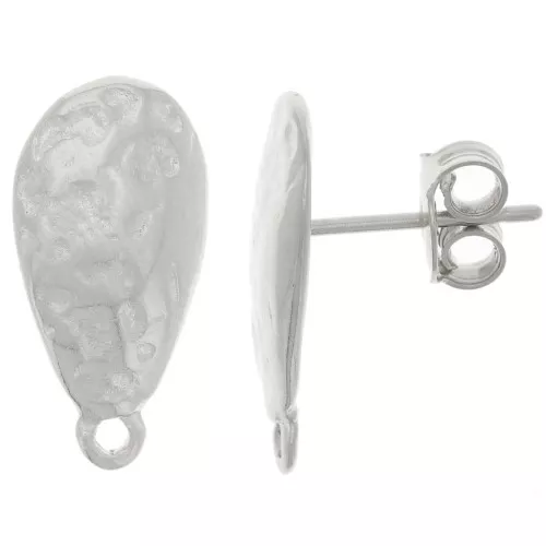 Pendientes martillados 18x9 mm con aro cerrado - Plata envejecida x2