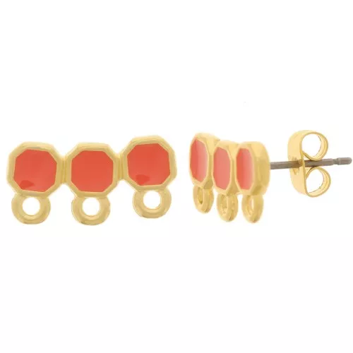 Ganchos Pendientes 3 filas 8x16 mm resina epoxi - Dorado oro fino - Jacinto x2