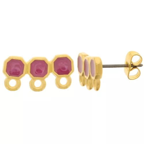 Ganchos Pendientes 3 filas 8x16 mm resina epoxi - Dorado oro fino - nacarado x2