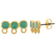 Ganchos Pendientes 3 filas 8x16 mm resina epoxi - Dorado - Perla verde x2|raw }}