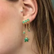 Ganchos Pendientes 3 filas 8x16 mm resina epoxi - Dorado - Perla verde x2