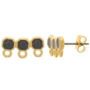 Ganchos Pendientes 3 filas 8x16 mm resina epoxi - Dorado - Perla negra x2|raw }}