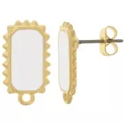 Ganchos pendientes rectangulares 18x10 mm - Dorado oro fino - Blanco x2