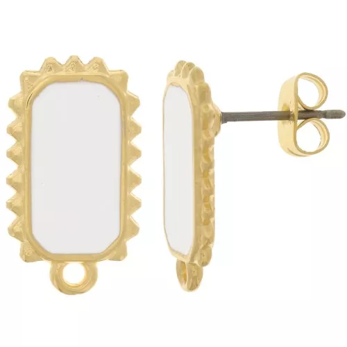 Ganchos pendientes rectangulares 18x10 mm - Dorado oro fino - Blanco x2
