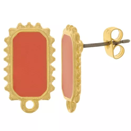 Ganchos pendientes rectangulares 18x10 mm - Dorado oro fino - Jacinto x2