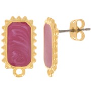 Ganchos pendientes rectangulares 18x10mm - baño de oro - ciruela perlada x2