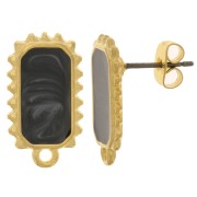 Ganchos pendientes rectangulares 18x10mm - baño de oro - perla negra x2