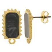 Ganchos pendientes rectangulares 18x10mm - baño de oro - perla negra x2