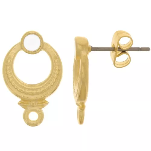 Ganchos pendientes texturizados 11 mm resina epoxi - Dorado - Blanco x2