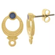 Ganchos pendientes texturizados 11 mm epoxy vitrail - Dorado - Azul x2