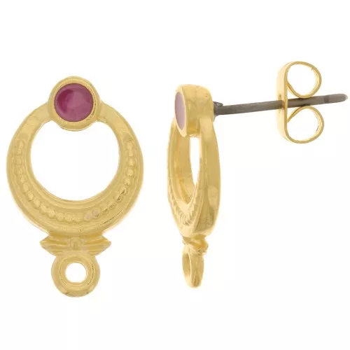 Ganchos pendientes texturizados 11 mm - baño de oro - ciruela perlada x2