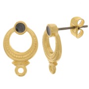 Ganchos pendientes texturizados 11 mm - baño de oro - Negro nacarado x2