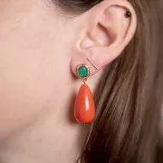 Ganchos pendientes octágono 12x8 mm resina epoxi - Dorado - Blanco x2