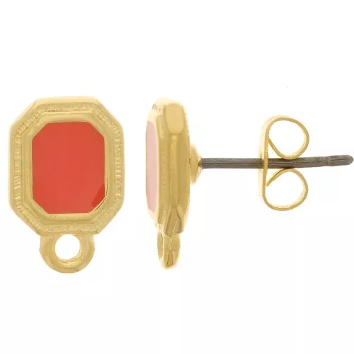 Ganchos pendientes octágono 12x8 mm resina epoxi - Dorado oro fino - Jacinto x2