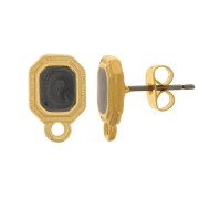 Ganchos pendientes octágono 12x8 mm resina epoxi - Dorado - Negro nacarado x2|raw }}