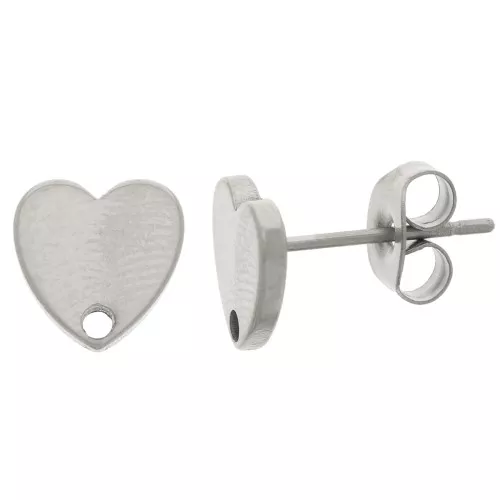Ganchos pendientes de corazón de 8 mm - Acero inoxidable 304L x2