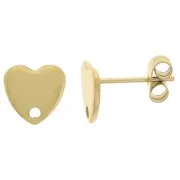 Pendientes corazón 8mm - 304L Dorado Acero inoxidable x2
