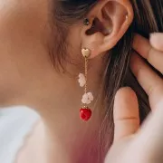 Pendientes corazón 8mm - 304L Dorado Acero inoxidable x2