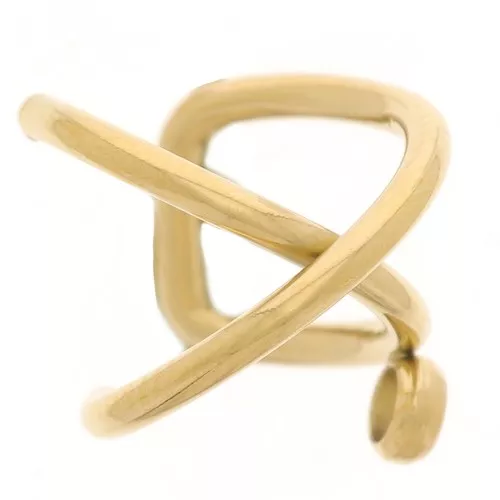Anillo en forma de cruz de 10mm para la oreja izquierda - Acero inoxidable 304 Dorado x1