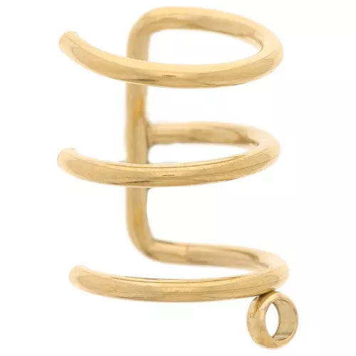 Pendiente de alambre triple 11 mm para la oreja izquierda Acero inoxidable 304 Dorado x1