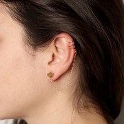 Pendiente de alambre triple 11 mm para la oreja izquierda Acero inoxidable 304 Dorado x1