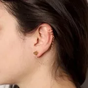 Pendiente de alambre triple 11 mm para la oreja izquierda Acero inoxidable 304 Dorado x1