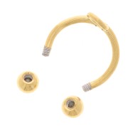 Pendiente fino de 10 mm con bolas desenroscables - Acero inoxidable 304 Dorado x1