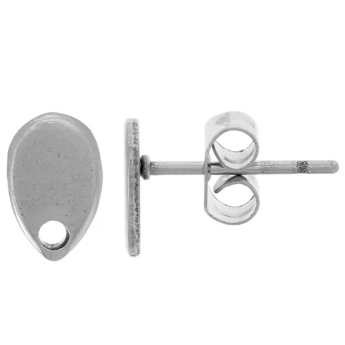Pendientes 8x5 mm con 1 agujero - Acero inoxidable 304L x20