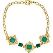 Entrepieza cuadrado étnico 15 mm - resina epoxi - Dorado - Verde nacarado x1