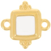 Entrepieza cuadrado étnico 15 mm - resina epoxi - Dorado - Blanco x1|raw }}