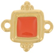 Entrepieza cuadrado étnico 15 mm - resina epoxi - Dorado - Jacinto x1