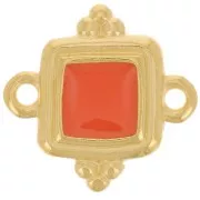 Entrepieza cuadrado étnico 15 mm - resina epoxi - Dorado - Jacinto x1