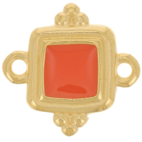 Entrepieza cuadrado étnico 15 mm - resina epoxi - Dorado - Jacinto x1