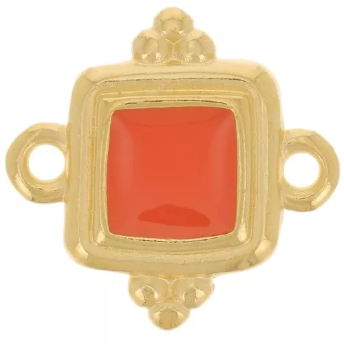 Entrepieza cuadrado étnico 15 mm - resina epoxi - Dorado - Jacinto x1