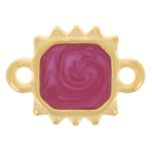 Entrepieza rectangular sol - Chapado en oro fino - Ciruela nacarada