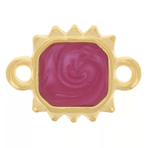 Entrepieza rectangular sol - Chapado en oro fino - Ciruela nacarada
