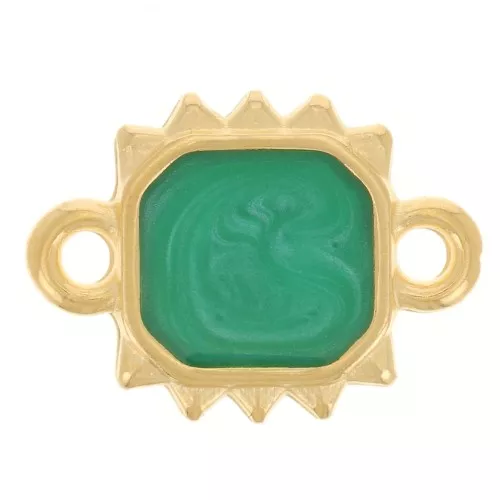 Entrepieza rectangular sol 14x10 mm resina epoxi - Dorado - Verde nacarado