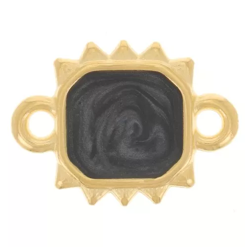 Entrepieza rectangular sol 14x10 mm resina epoxi - Dorado - Negro x1