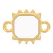 Entrepieza rectangular sol 14x10 mm resina epoxi - Dorado - Blanco x1