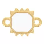 Entrepieza rectangular sol 14x10 mm resina epoxi - Dorado - Blanco x1