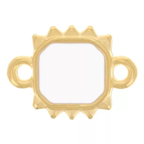 Entrepieza rectangular sol 14x10 mm resina epoxi - Dorado - Blanco x1