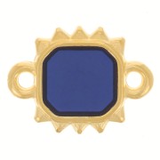 Entrepieza 14x10 mm rectángulo resina epoxi, vidrieras, chapado en oro - Azul