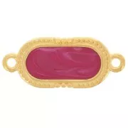 Entrepiez ovalado texturado 23x10 mm resina epoxi - Dorado fino - Ciruela nacarado