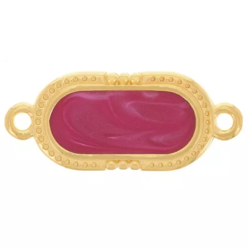 Entrepiez ovalado texturado 23x10 mm resina epoxi - Dorado fino - Ciruela nacarado